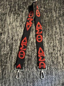 Delta Sigma Theta Beaded Purse Strap (Black w/ Greek Letters)